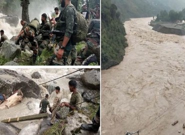 भारतको जम्मू कश्मीरमा बादल फुट्दा आएको बाढीपछि १७ जनाको मृत्यु