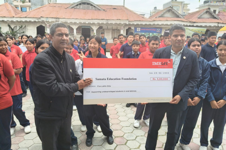 आईएमई लाइफ इन्स्योरेन्सद्वारा समता एजुकेशन फाउन्डेसनलाई ५ लाख सहयोग