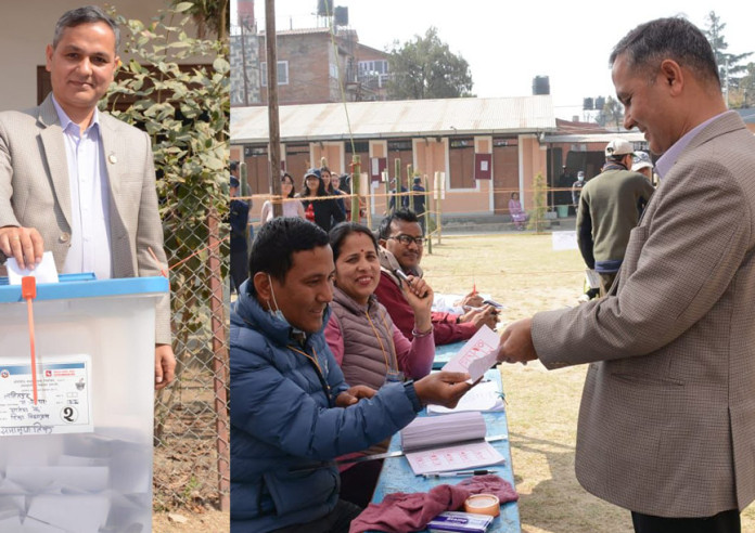 गृहमन्त्री अर्यालले गरे मतदान