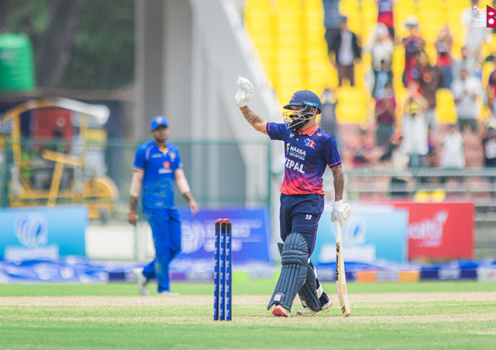 दिपेन्द्रको जिम्मेवारीपूर्ण ब्याटिंगपछि नेपालले युएईलाई दियो २०१ रनको लक्ष्य