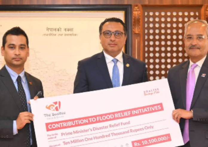 सोल्टी होटल एण्ड रिसोर्ट द्धारा बाढीपीडितका लागि एक करोड एक लाख सहयोग