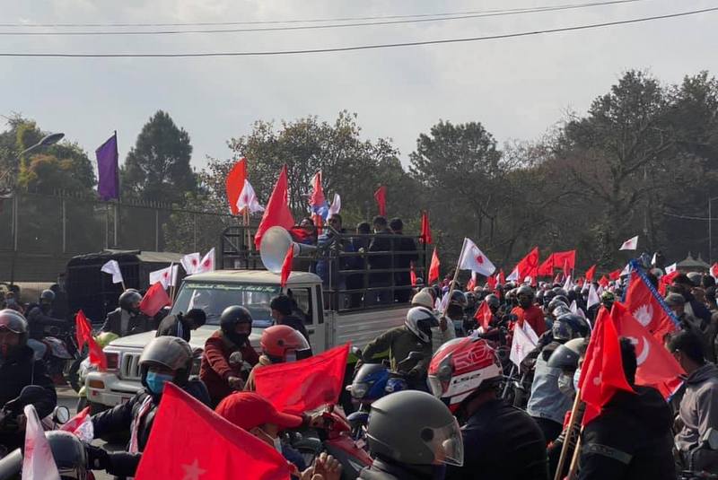 काठमाडौंमा प्रचण्ड-माधव पक्षको मोटरसाइकल र्‍याली