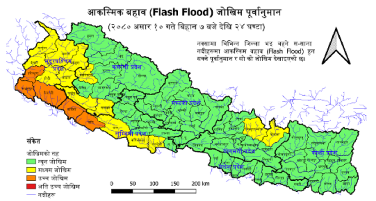 महाकाली नदीमा जलसतह सतर्कता तह पुग्ने, यी क्षेत्रमा बाढीको उच्च जोखिम