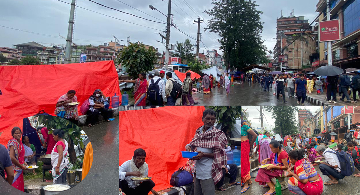 माग पुरा हुने आसमा साउने झरीमा प्रदर्शन, ९ दिन देखि सडकमा वासः सडकमै खाना (तस्बिरहरु)