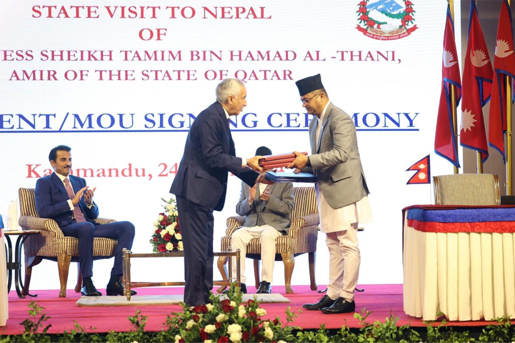 नेपाल र कतारबीच द्विपक्षीय समझदारी र सम्झौतामा हस्ताक्षर