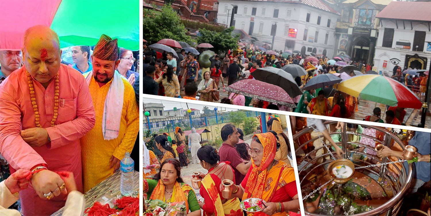 तस्बिरमा हेर्नुहोस् साउनको पहिलो सोमबार, पशुपतिलगायत देशभरका मठमन्दिरमा के–के भए ?