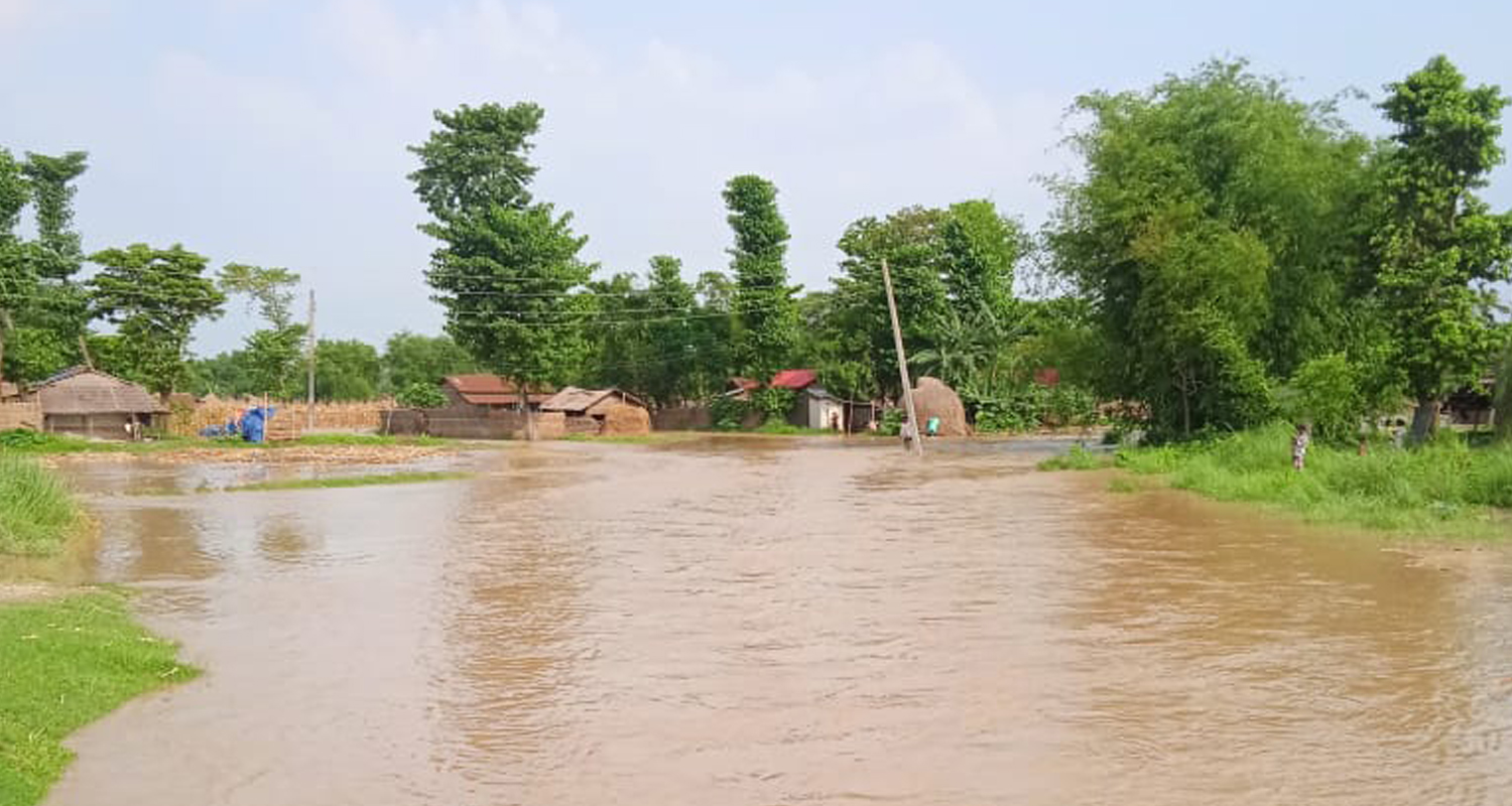 माईखोलाको बाढी बस्ती पस्दा २२ घर डुबानमा