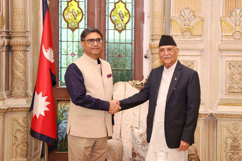 प्रधानमन्त्री ओलीसँग भारतीय विदेश सचिव मिस्रीको शिष्टाचार भेट