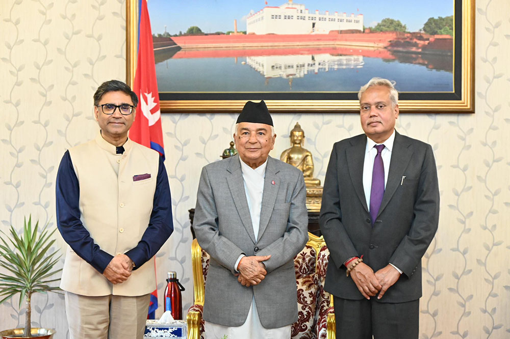 राष्ट्रपति पौडेल र भारतीय विदेश सचिवबीच शिष्टाचार भेट