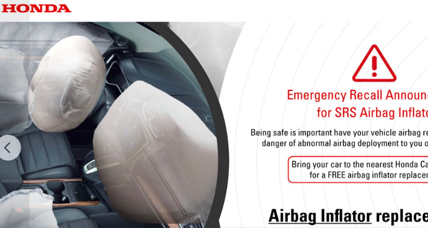 होण्डाले २००१ देखि २०१४ सम्मका मोडेलका गाडीहरुमा नि:शुल्क एयरब्याग परिवर्तन गर्ने