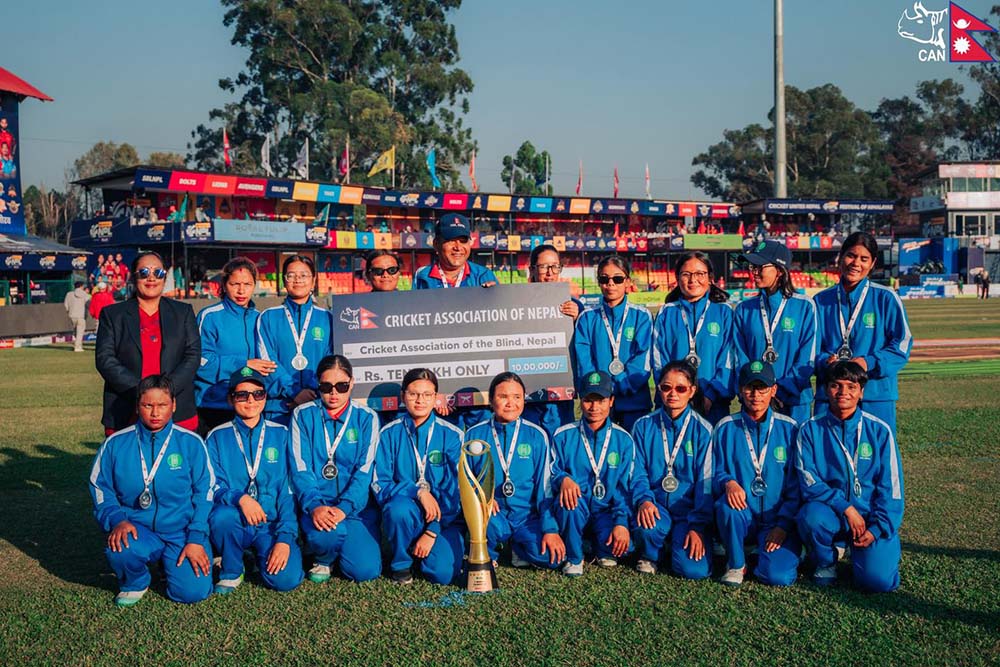 नेपाली दृष्टिविहीन महिला क्रिकेट टिमलाई क्यानले दियो १० लाख