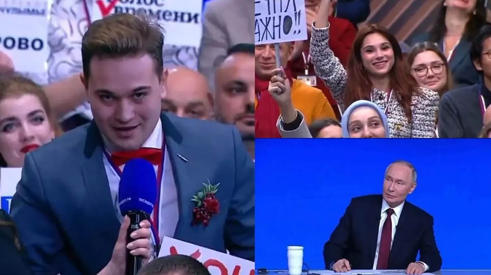 पुटिनको पत्रकार सम्मेलनको लाइभ चलिरहदा पत्रकारले राखे प्रेमिकालाई विवाहको प्रस्ताव