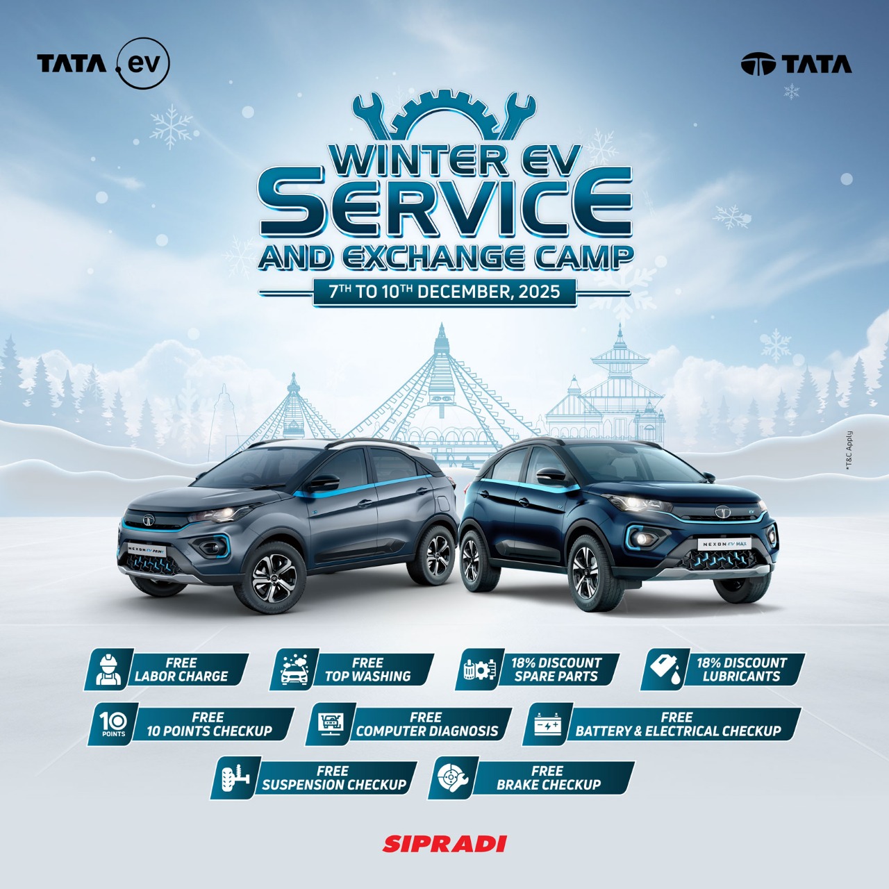 सिप्रदी ट्रेडिङद्वारा टाटा ईभीका लागि ‘विन्टर ईभी सर्भिस र एक्सचेन्ज क्याम्प’ घोषणा